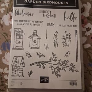 Stampin' Up! Garden Birdhouses Stamp Set - Black and White